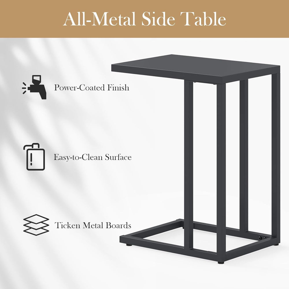Tangkula C-Shaped End Table, Modern Small TV Tray with Metal Frame, Adjustabl...