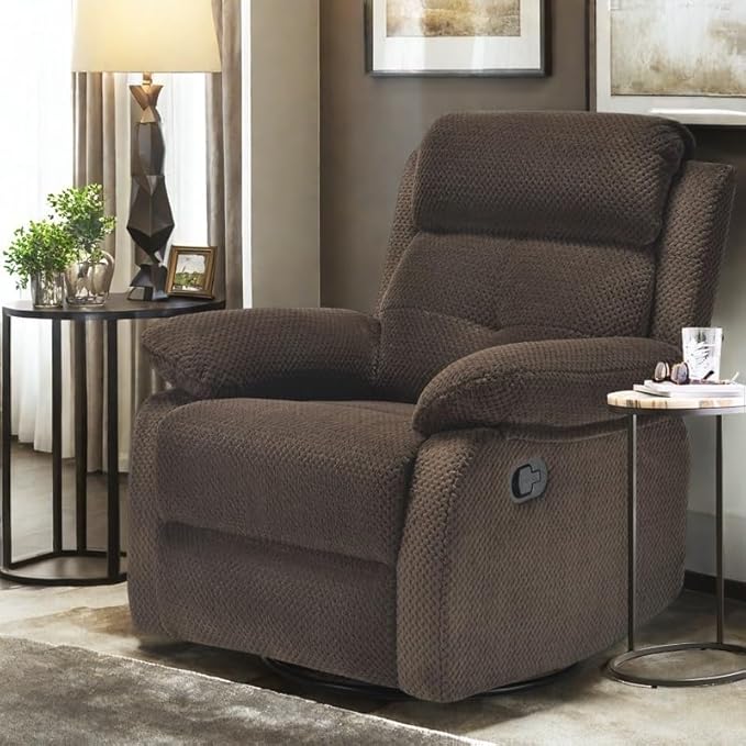 Swivel Rocker Recliner with 360 Degree Swivel, Small Recliners with 30 Degree, 90-150 Degree Angle, Lift Chair for Home Theater Seating, Adults, Living Room, Bedroom, Nursery, Coffee