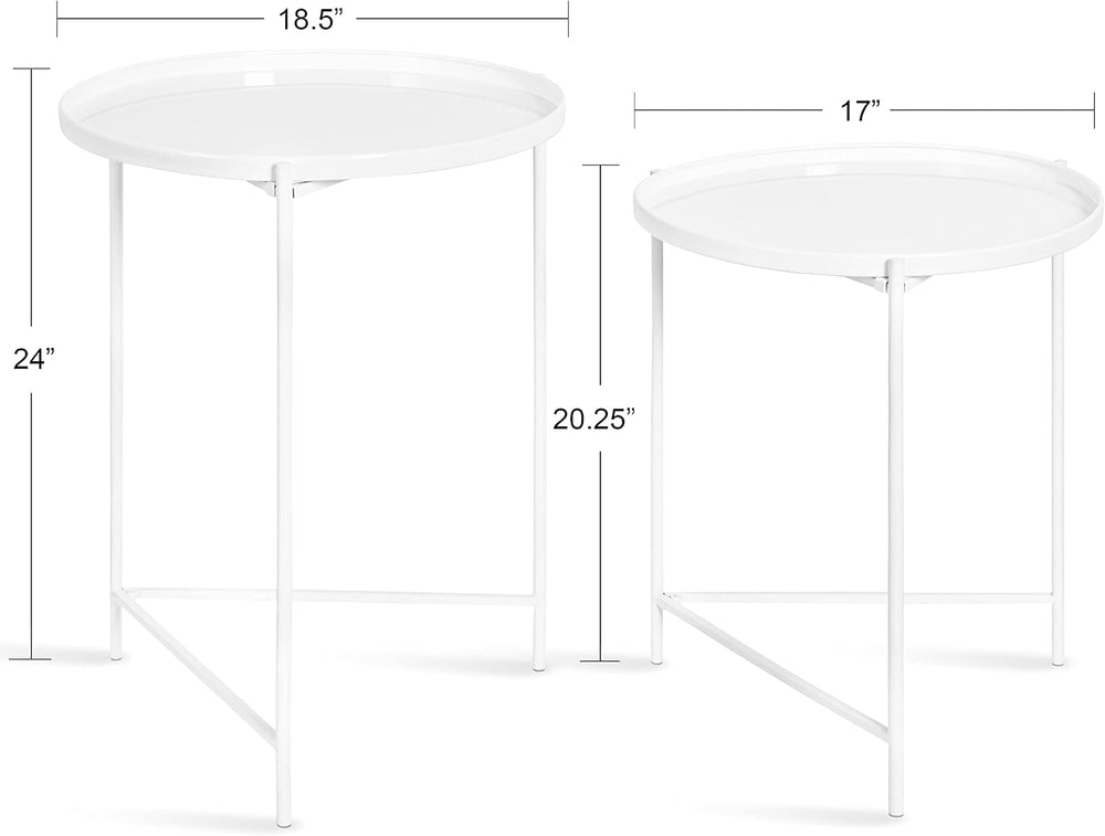 Kate and Laurel Ulani Modern Nesting Side Table, Set of 2, White, Sophisticat...