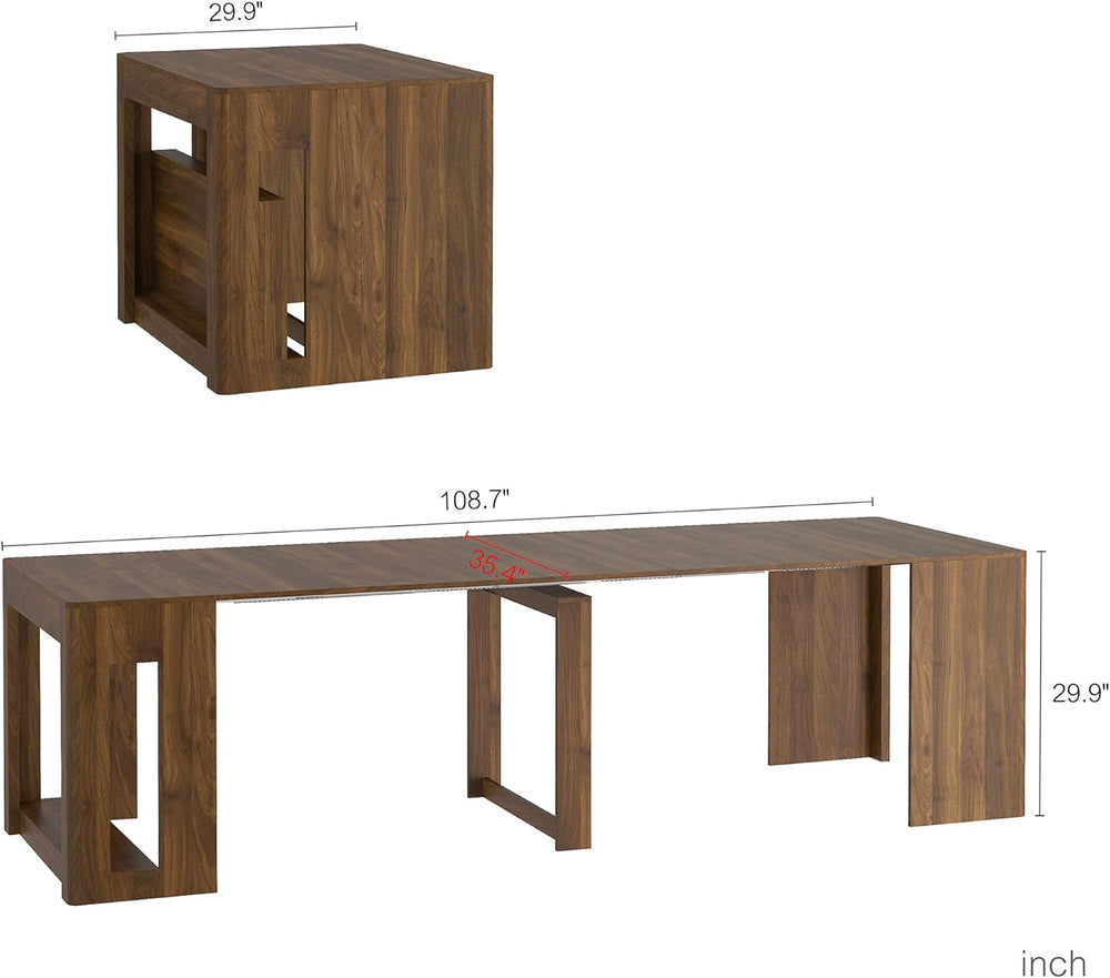 Extendable Dining Room Table for 1-10, 29.9"-108.7" Modern Farmhous...