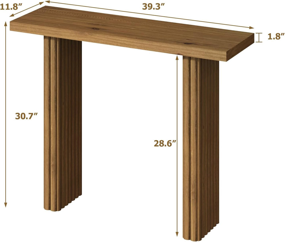 Fluted Solid Wood Console Table, Entryway Table