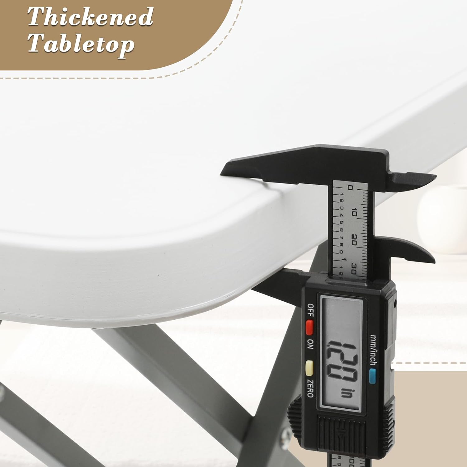Athena Collection 26" Folding TV Tray Table with 5 Height Adjustable, White | Sturdy & High Quality, Stain Resistant HDPE Tabletop, Quick Setup & Folds Flat for Eating or Laptop Use on the Couch