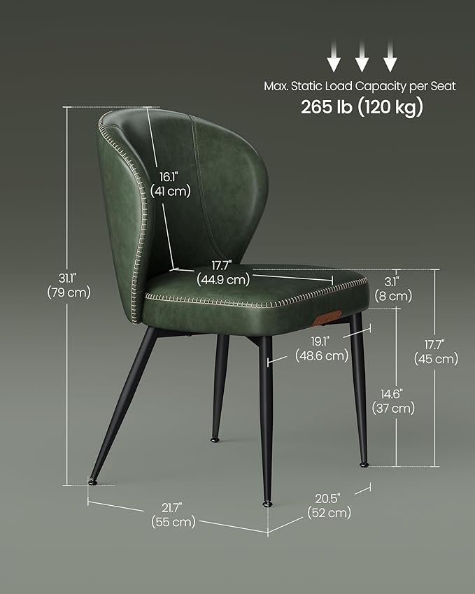 VASAGLE EKHO Collection - Dining Chairs Set of 2, Upholstered Kitchen Chairs,...