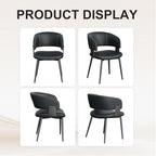 Modern Dining Chairs Set of 4, Faux Leather Upholstered Kitchen Chairs with Curved Back and Metal Legs, Mid Century Chairs for Dining Room, Kitchen, or Café (Black)