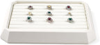 Premium PU Leather Stackable Jewelry Ring Display Tray Ring Earring Display Holder Organizer Showcase(Beige)