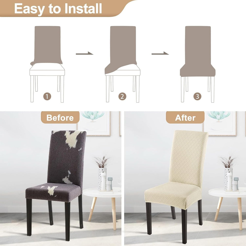 Dining Room Chair Covers Set of 6, Stretch Jacquard Parsons Chair Slipcovers ...