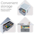Milliard Kids 3-in-1 Play Table and Chair Set Wood with Storage Baskets, Compatible with Lego and Duplo Bricks, Activity Table Playset Furniture with Modern Gray Colors
