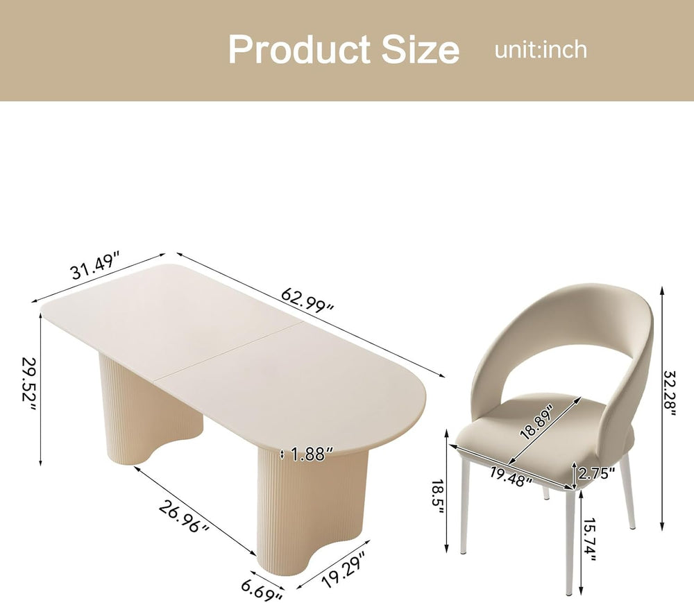 Rectangle Dining Table Set for 4, Modern Dinner Table with 4 Chairs for Kitch...