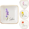 Custom Gifts For Mom - Personalized Birth Flower Trinket Dish,Custom Jewelry Ring Dish,Mom Birthday Gifts,Wedding Bridesmaid Gift