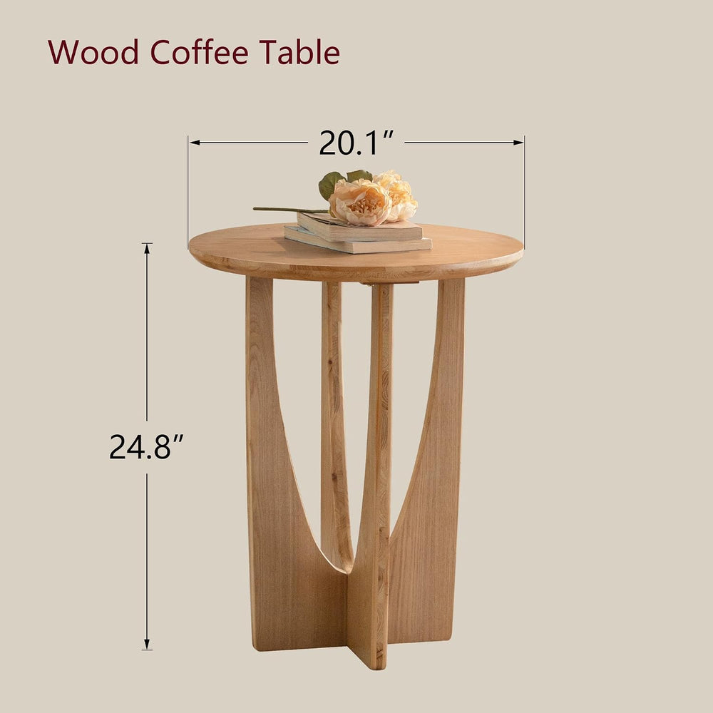 Wood Side Table, Modern Round End Table with Curved Leg, Mid-Century 24.80&qu...