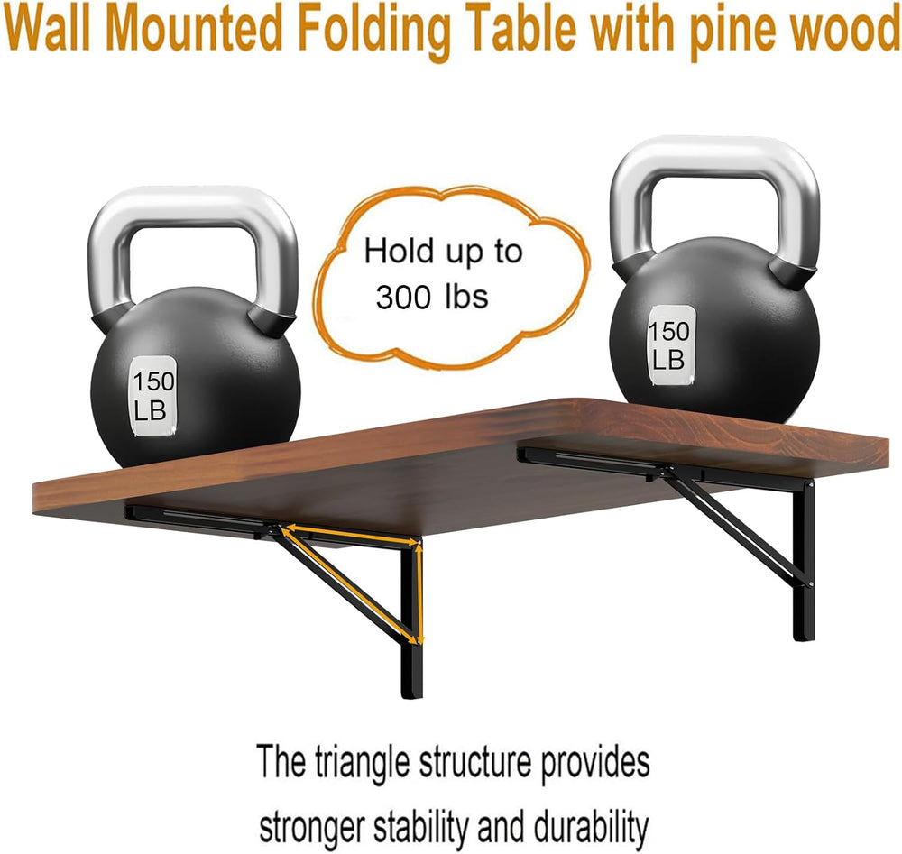 IAE Floating Wall Mounted Folding Table Desk with Pine Wood,36" x 22&quo...