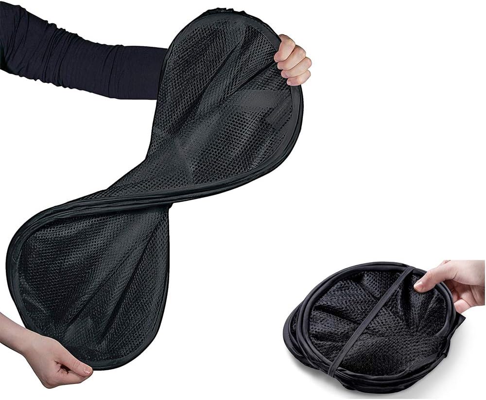 BATTOO Deluxe Collapsible Laundry Baskets Mesh Pop Up Hampers for Laundry with Side Pocket Reinforced Handles for Laundry Room, Bathroom, Kids Room, College Dorm or Travel Black