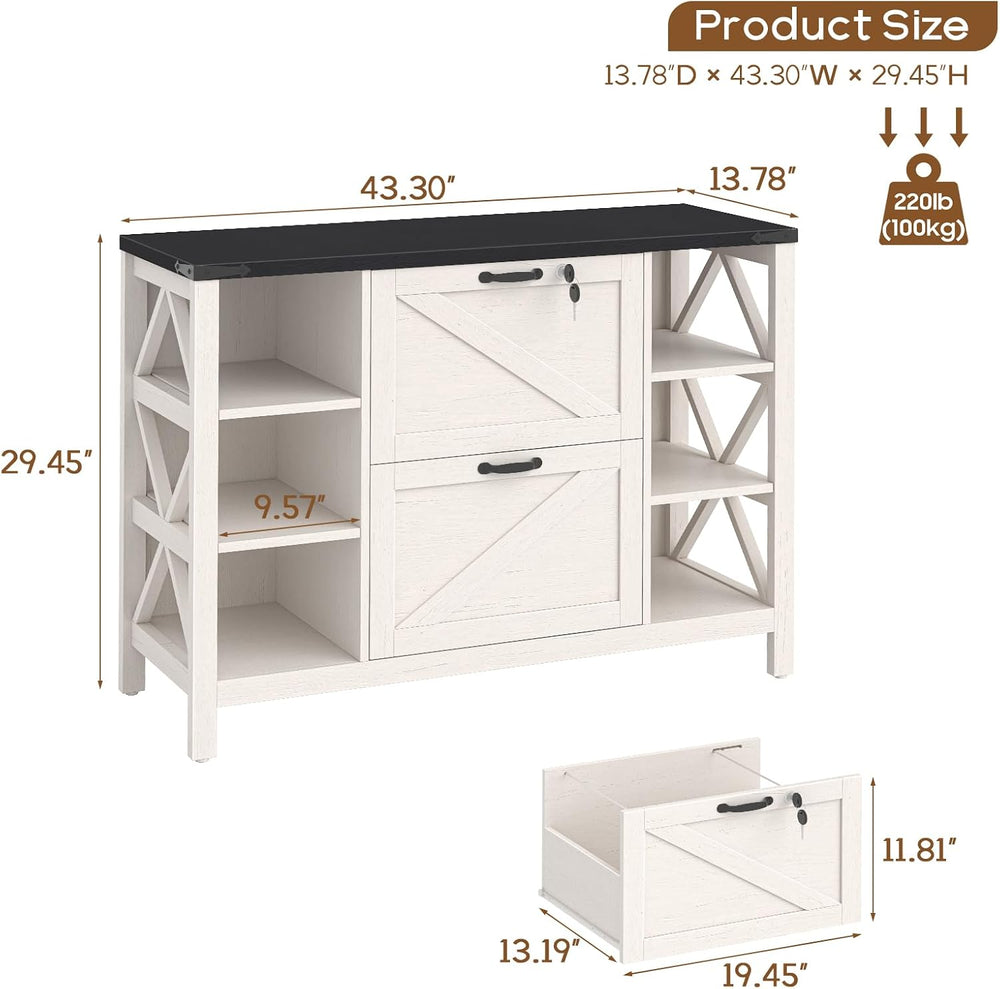 Vabches File Cabinet with 2 Drawers, Farmhouse Lateral File Cabinet Fits File...