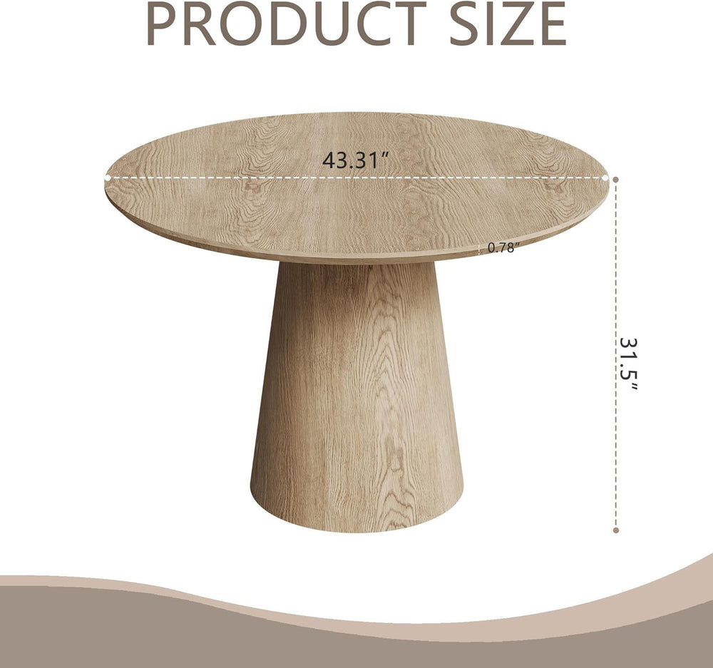 Farmhouse Round Dining Table for 4-5, 43" Round Wooden Kitchen Table wit...