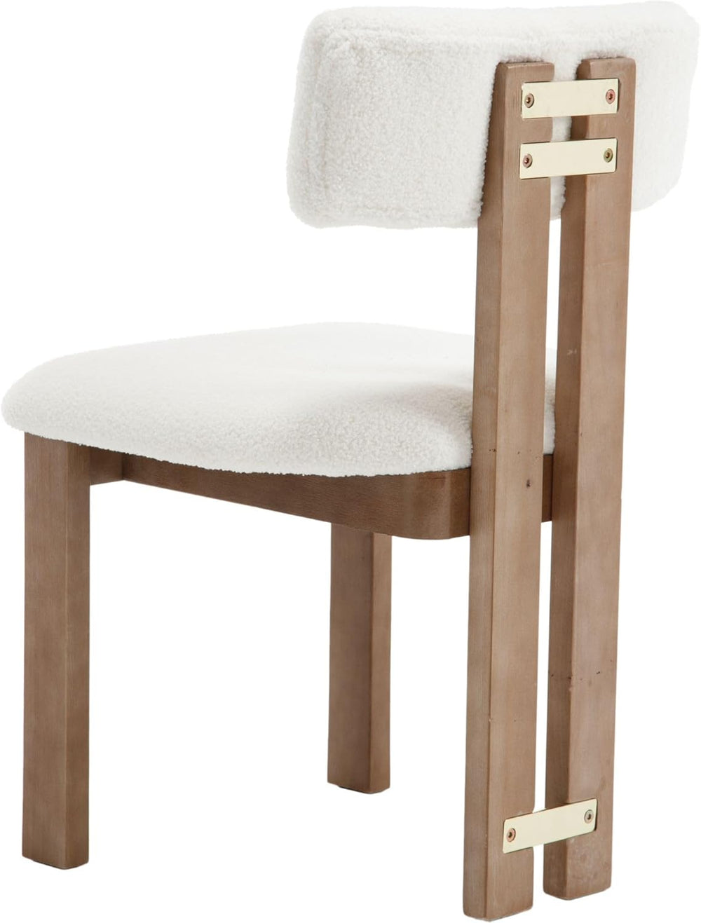BESTANO Sherpa Boucle Wooden Dining Chairs Set of 4, Modern Farmhouse Dining ...