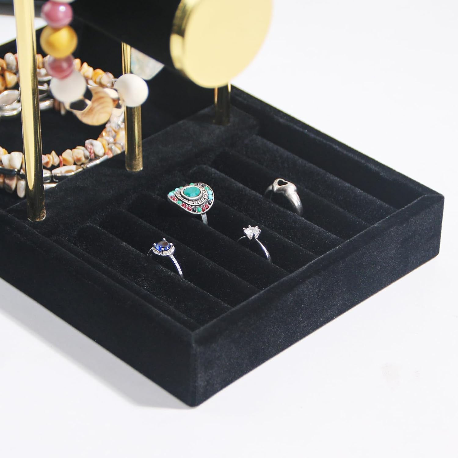 Bracelet Holder, 3 Tier Bracelet Display Holder, Detachable Velvet Jewelry Holder Organizer for Necklace, Watches, Bangle, Scrunchie (Black，3 Tier)