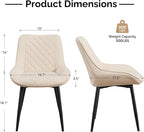 Dining Chair Set of 6, Modern Dining Chairs with Thick Cushions, Faux Leather Upholstered Kitchen Dining Room Chairs with Metal Adjustable Legs for Dining Living Room, Beige