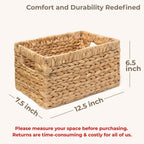 KOKODO Pack 3 Medium Wicker Storage Baskets with Chalkboard, Stylish and Durable Water Hyacinth Rectangle Handwoven Basket Bin with Metal Frame & Handle for Room Organizing