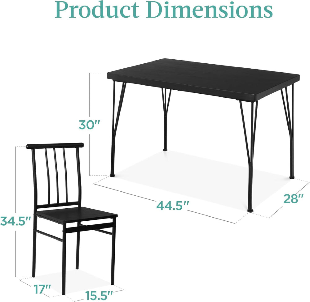 Best Choice Products 5-Piece Metal and Wood Indoor Modern Rectangular Dining ...