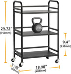 HDANI 3 Tier Rolling Cart Shelves,Heavy Duty Multifunctional Metal Frame-Supports 22 Lbs Per Tier,Rolling Cart with 2 Lockable Wheels for Home,Office,Kitchen,Bathroom,Bedroom,Black