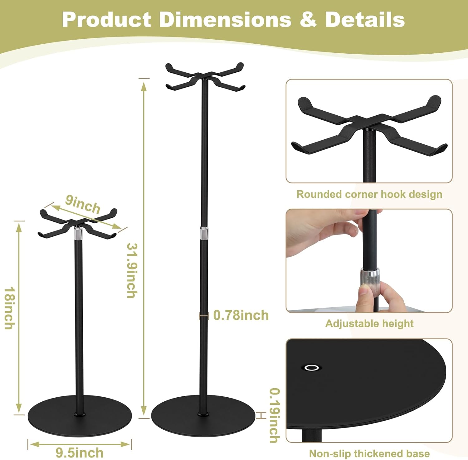 2pack Purse Display Stand,Tabletop Adjustable Hook Handbag Display Stand,X Shaped Metal Scarf Purse Display Stand,for Home or Store (black)
