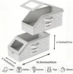 Space-Saving Hat Box with Clear Window Zipper Lid 2-Pack Stackable Closet Hat Organizer for Baseball Caps 16.5*9*7 Inches Grey