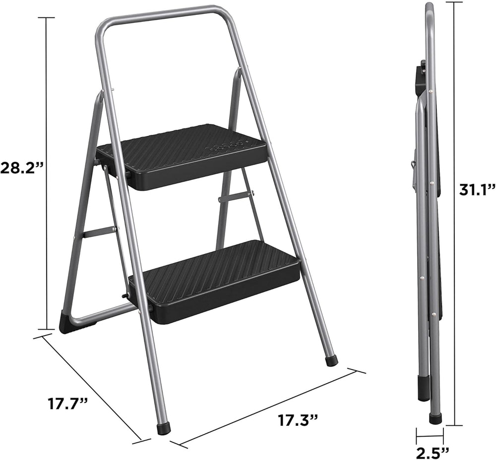 CoscoProducts COSCO 11137PBL1E 2 Household Folding Step Stool, ANSI Type 3, 2...