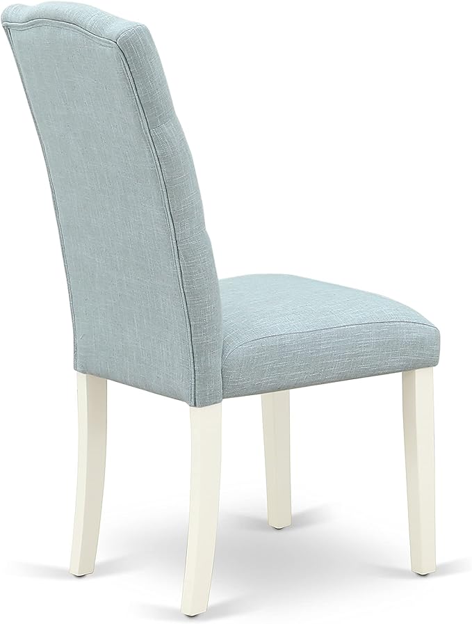 East West Furniture X097CE215-6 6 Piece Dining Room Table Set Contains a Rectangle Kitchen Table with X-Legs and 4 Baby Blue Linen Fabric Parson Chairs with a Bench, 40x72 Inch, Multi-Color