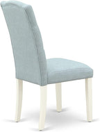 East West Furniture X077CE215-5 5 Piece Dining Table Set for 4 Includes a Rectangle Kitchen Table with X-Legs and 4 Baby Blue Linen Fabric Parson Dining Chairs, 40x72 Inch, Multi-Color