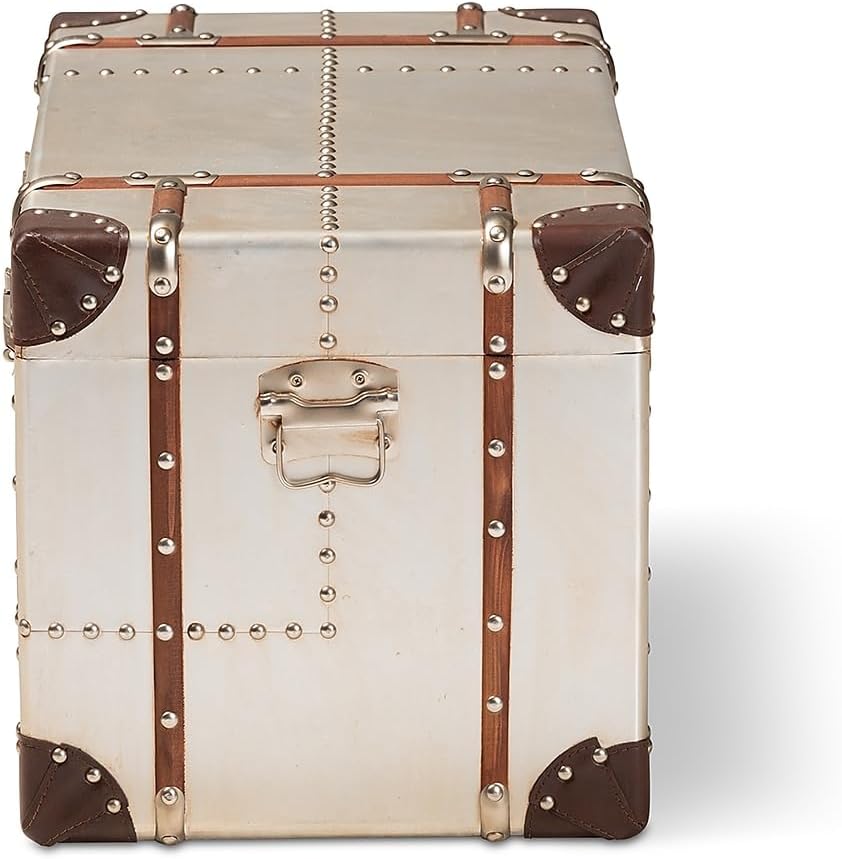 Baxton Studio Bechet Storage Trunk, Silver
