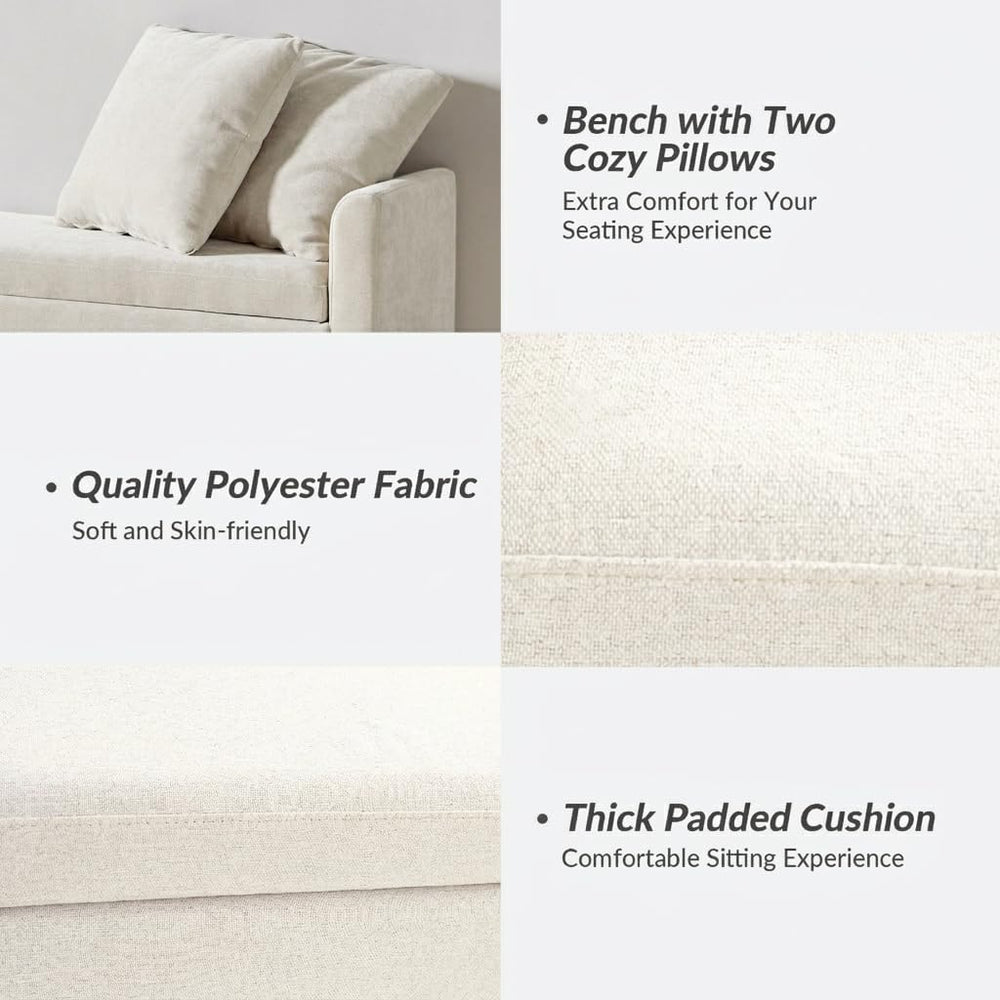 HULALA HOME 59" Storage Bench with 2 Throw Pillows, Modern Long Bedroom ...