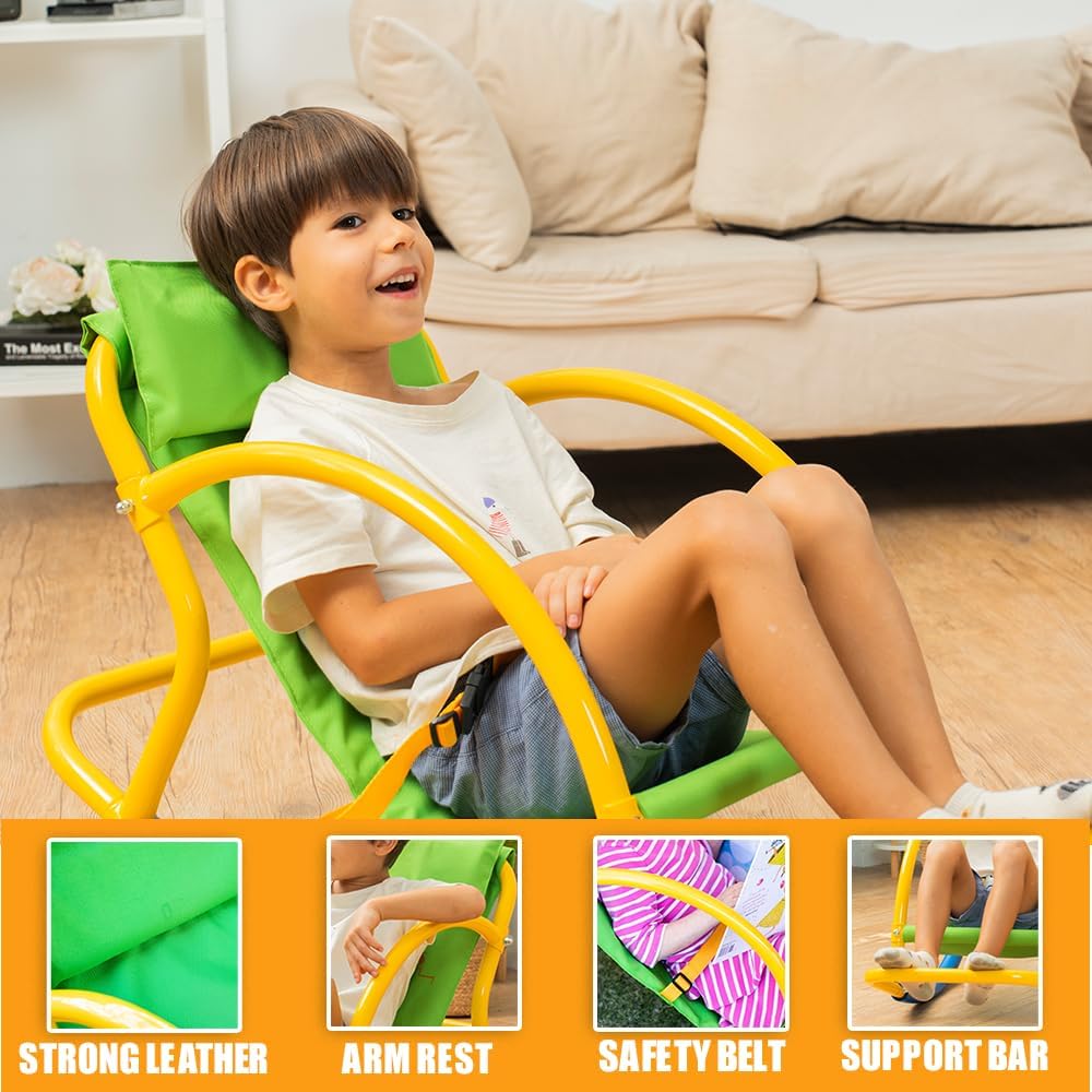 PLATPORTS Calming Sensory Rocking Chair for Kids – Balance Seat for Focus, Relaxation & Play | Indoor Outdoor Therapy Chair for Autism, ADHD & Active Kids