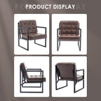 MALOL Mid Century Modern Accent Chair Set of 2, Comfy Living Room Chair, Brown Leather Accent Chair, Faux Leather Reception Armchair with Metal Legs for Living Room Bedroom Reception Office, Brown