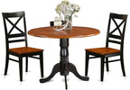 East West Furniture DLQU3-BCH-W 3 Piece Dining Set Contains a Round Dining Table with Dropleaf and 2 Kitchen Chairs, 42x42 Inch, Black & Cherry