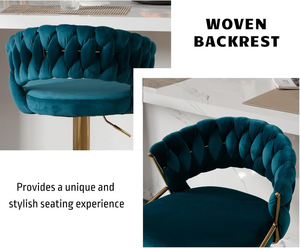 DUOMAY Woven Swivel Bar Stools Set of 4 - Modern Height Adjustable Bar Stools...