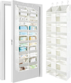 HOMELUX THEORY Over The Door Organizer Hanging - 50lbs Load 6 Large Front & 12 Side Pockets, 1 Pack Over The Door Shoe Organizer, Hanging Closet Organizer For Toys, Diaper, Sewing (XL, Ivory)