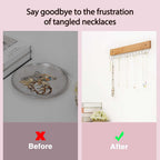 Wall Mounted Necklace Holder, Farmhouse Style Necklace Holder, Tangle Free Wall Jewelry Organizer with 28 Hooks(2 Packs,Natural)