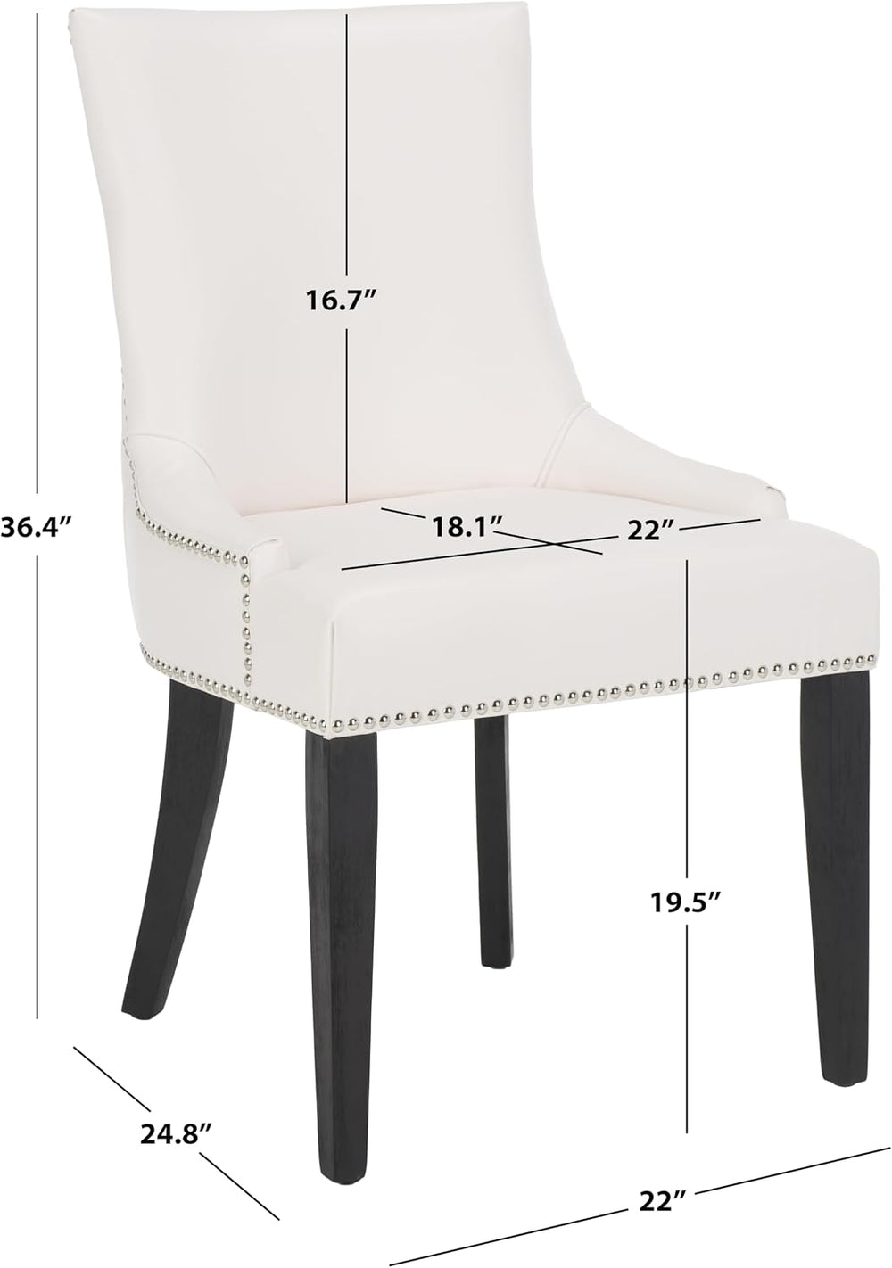 SAFAVIEH Home Collection - Lester White Faux Leather Dining Chair, Nailhead T...