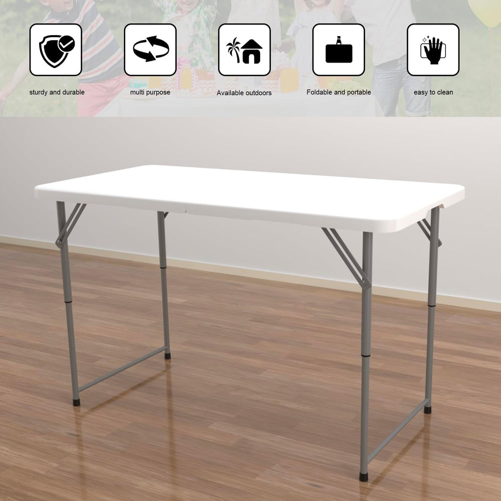 2-PCS 48" W x 24" D x 29.5" H - 4FT White Folding Table Heavy ...