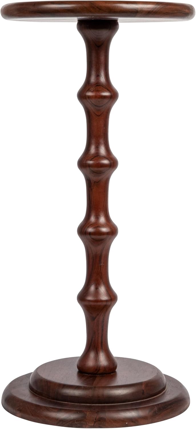 Creative Co-Op Ergo Pedestal Cocktail Side Table, Dark Chestnut