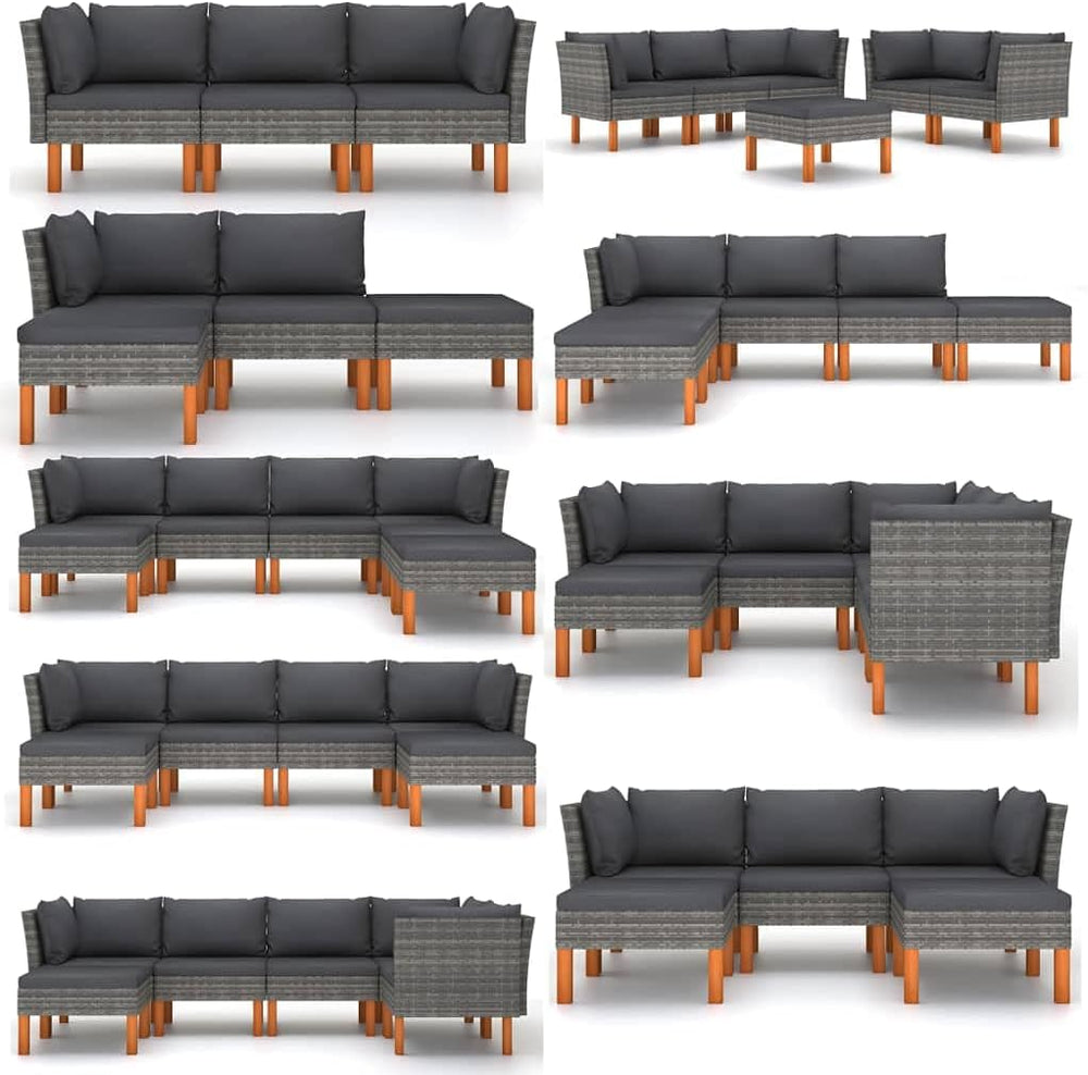vidaXL Patio Ottoman, Outdoor Footstool, Footrest with Cushion, Wicker Ottoma...