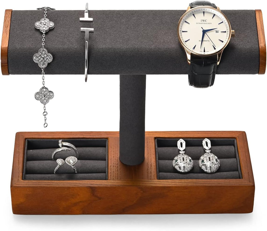 Oirlv Solid Wood Watch Display Stand T-bar Watch Stand for Men and Women Jewelry Accessory Organizer for Store and Home(SM19202)