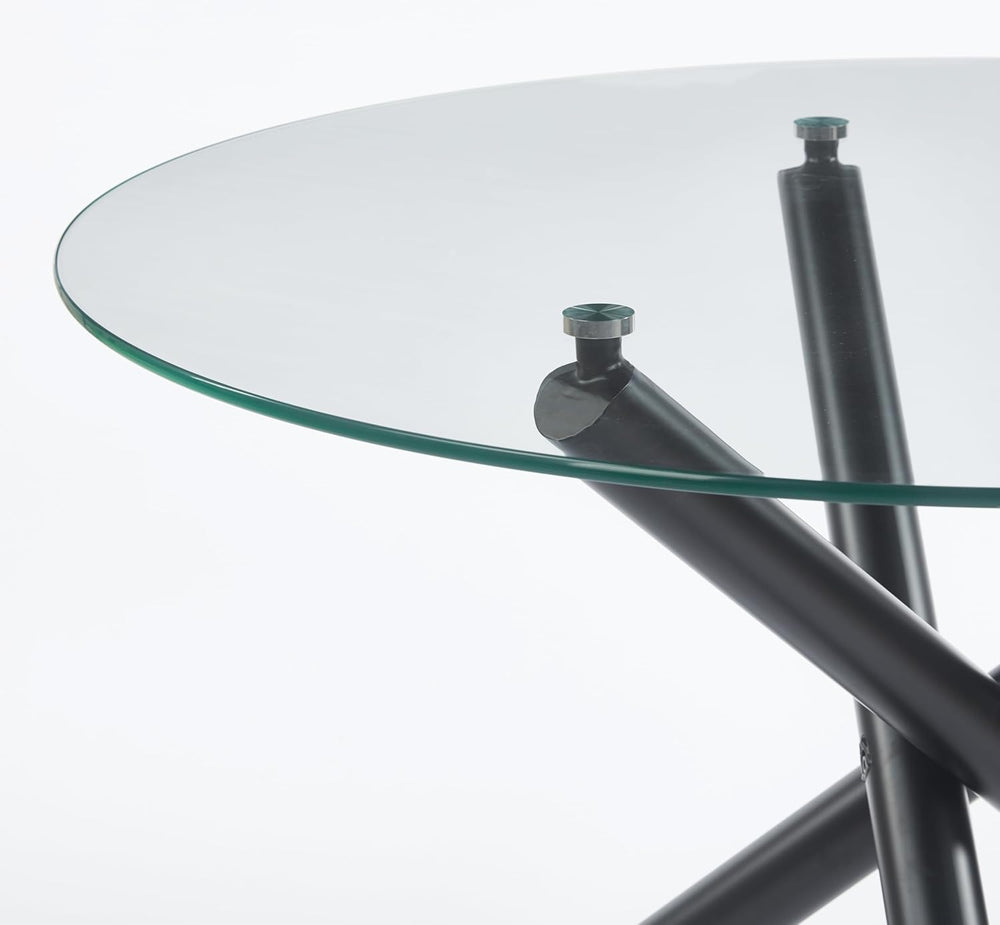 Modern Dining Room Table for 4 People, 36" Round Dining Table with Black...