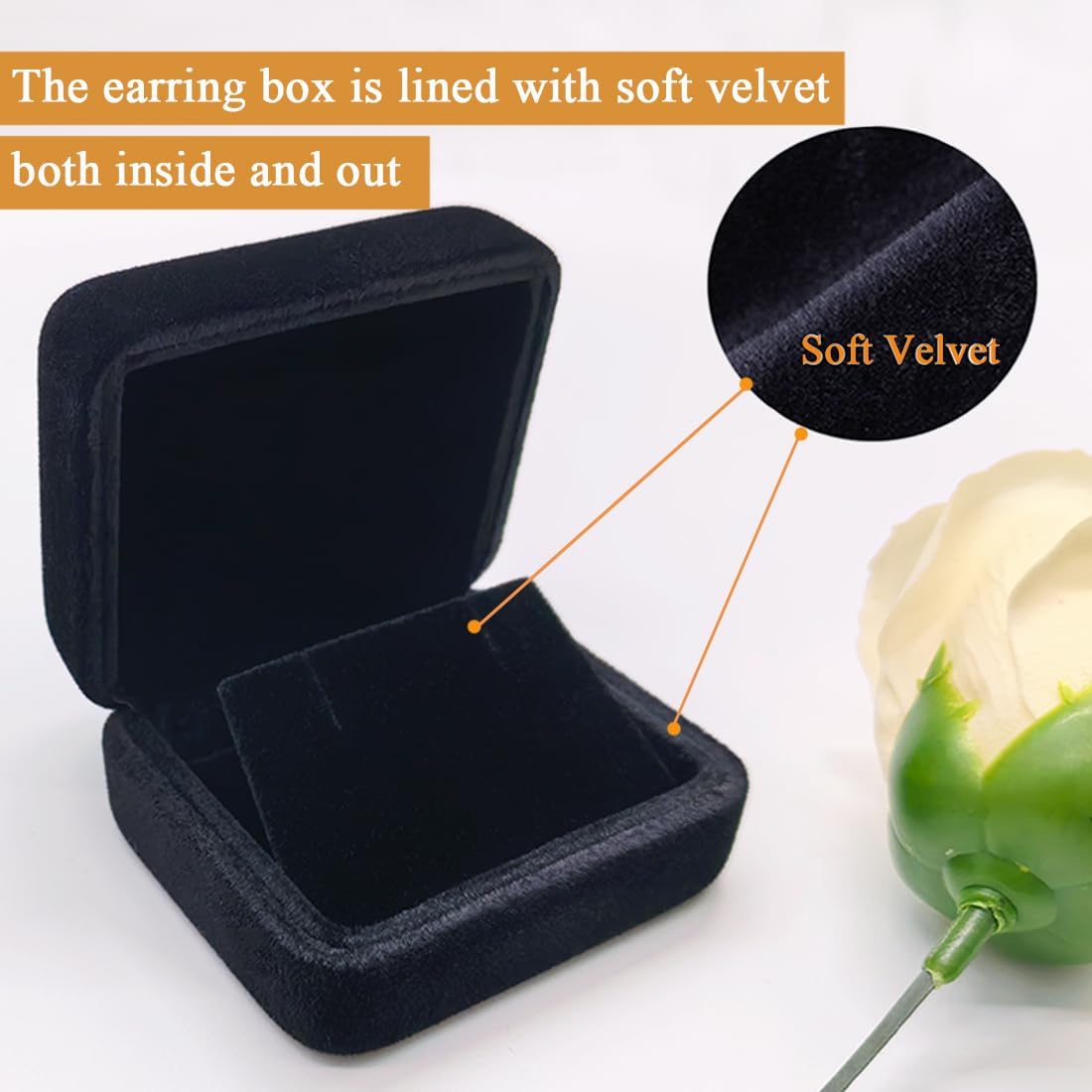 2 Pieces Velvet Earring Box,Stud Earring Case,Jewelry Gift Box | for Proposal,Engagement,Wedding,Anniversary and Birthday