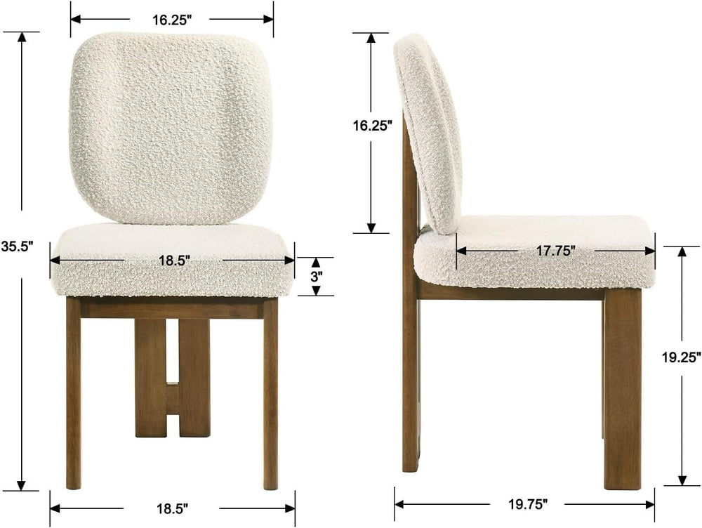 BESTANO Modern Farmhouse Dining Chairs Set of 4, Boucle Upholstered Wooden Ki...