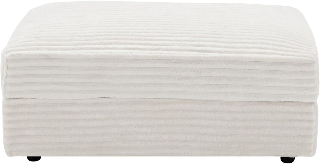 Modern Corduroy Sofa Storage Ottoman, Upholstered Memory Foam Footrest (Beige Footrest)