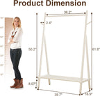 Solid Wood Clothes Rack, Clothing Rack for Hanging Clothes, Hanging Racks for Clothes with Shelves Load 350 Lbs Garment Rack (White)