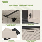 Patiowell 26 cu.ft Plastic Outdoor Storage Shed, Lockable Waterproof Resin Outdoor Storage Cabinet Tool Shed for Garden Tools, Garbage Cans, Pool Supplies, Beige(Not Include Shelves)
