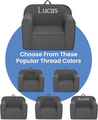 Delta Children Personalized Cozee Chair – Customize with Name – Foam Kids Chair for Ages 18 Months and Up, Dark Grey
