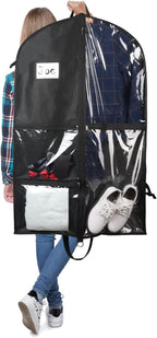 Zilink Dance Costume Garment Bag Garment Bag for Dance Competition 40 in | 5 Clear Zipper, Pockets, Stable Buckles, Carry Handles, for Dance Costumes Closet Storage, Black, 3 Pack